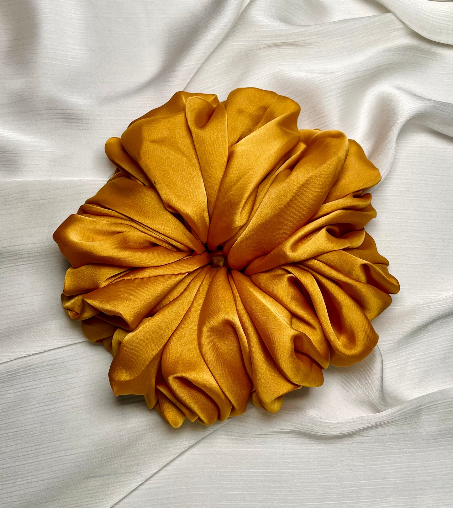 LUXE SATIN HIJAB SCRUNCHIE (LARGE) - MARIGOLD
