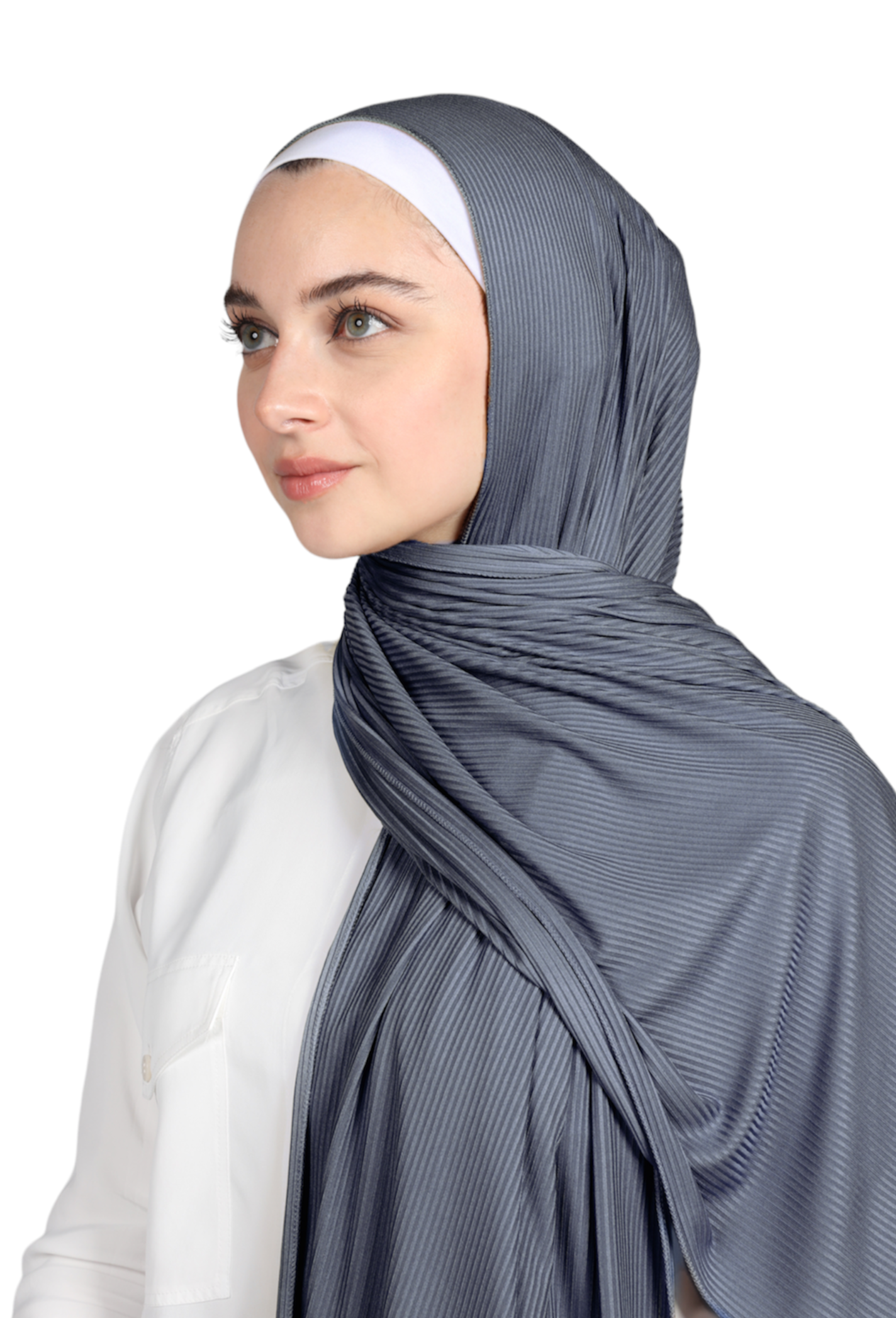 RIBBED JERSEY HIJAB - METAL BLUE