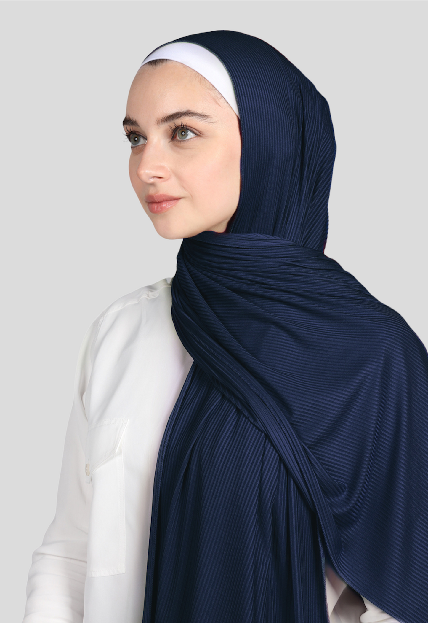 RIBBED JERSEY HIJAB - NAVY BLUE