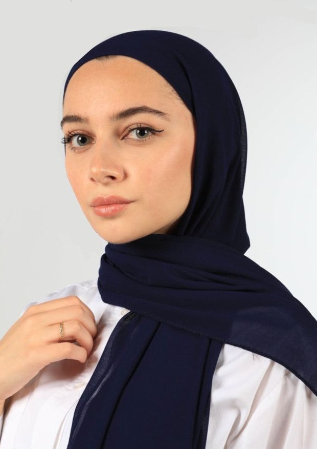 INSTANT CHIFFON HIJAB - NAVY BLUE