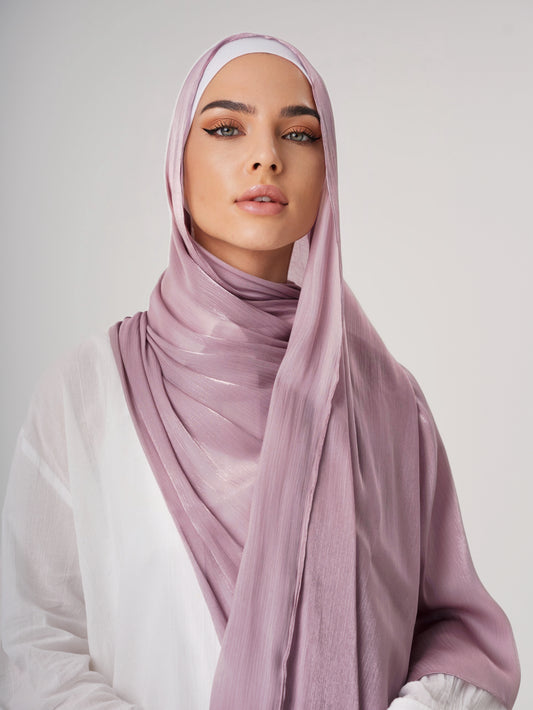 LUXURY ORGANZA SHIMMER HIJAB - NUDE MAUVE