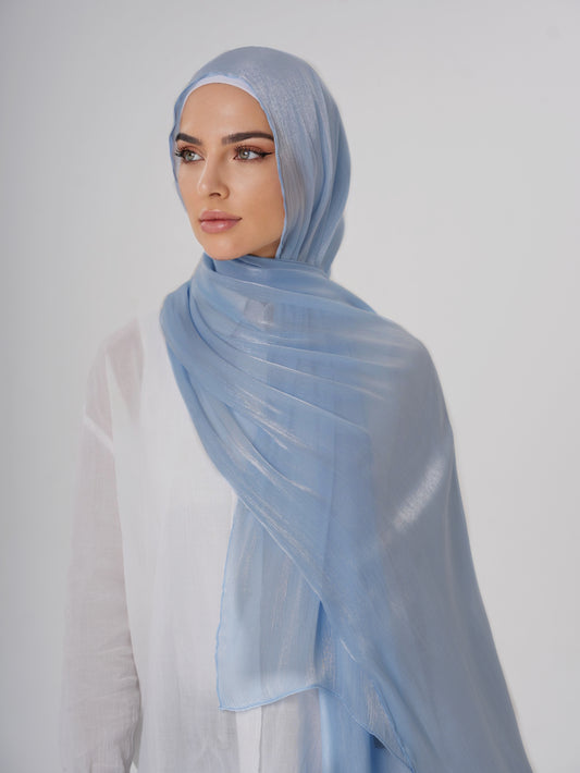 LUXURY ORGANZA SHIMMER HIJAB - BABY BLUE
