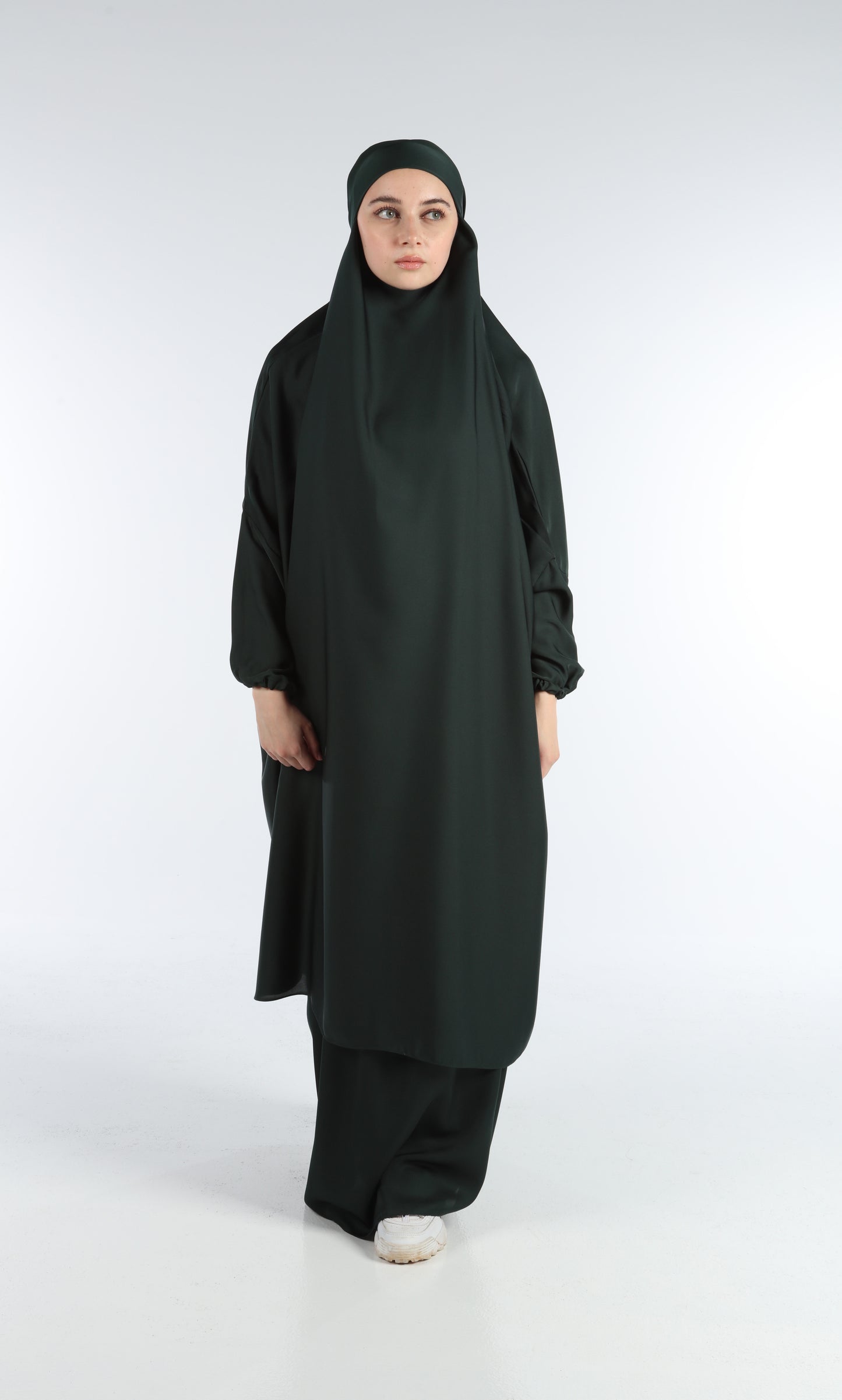 2 PC JILBAB/ PRAYER SET + FREE NIQAB - DARK GREEN