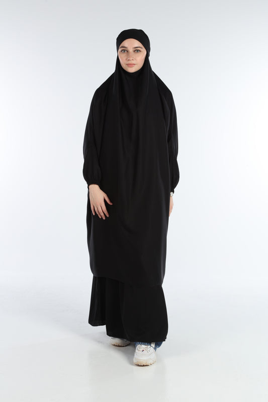 2 PC JILBAB/ PRAYER SET + FREE NIQAB - BLACK