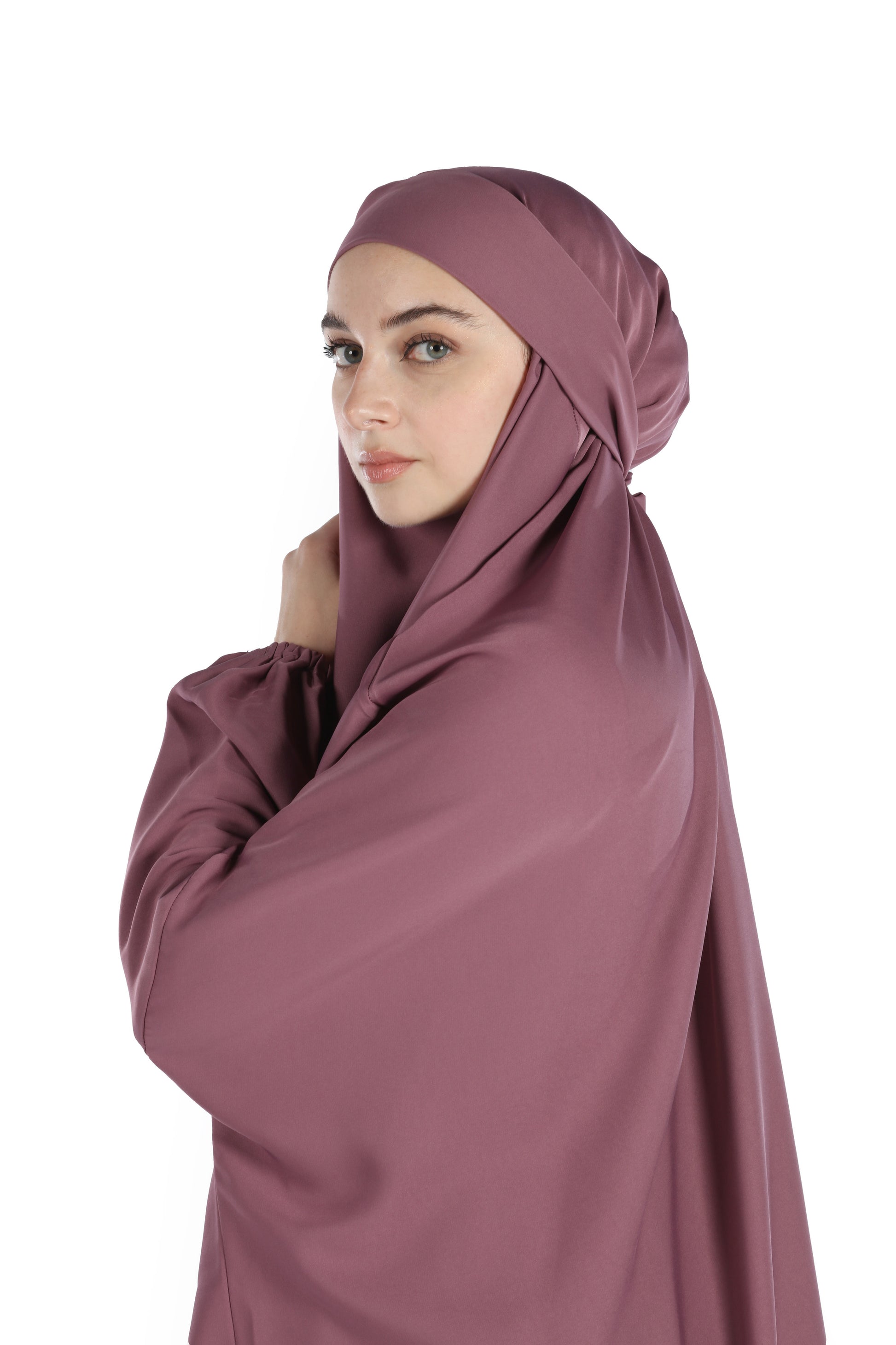 2 PC JILBAB/ PRAYER SET + FREE NIQAB - DARK MAUVE – HIJABTI