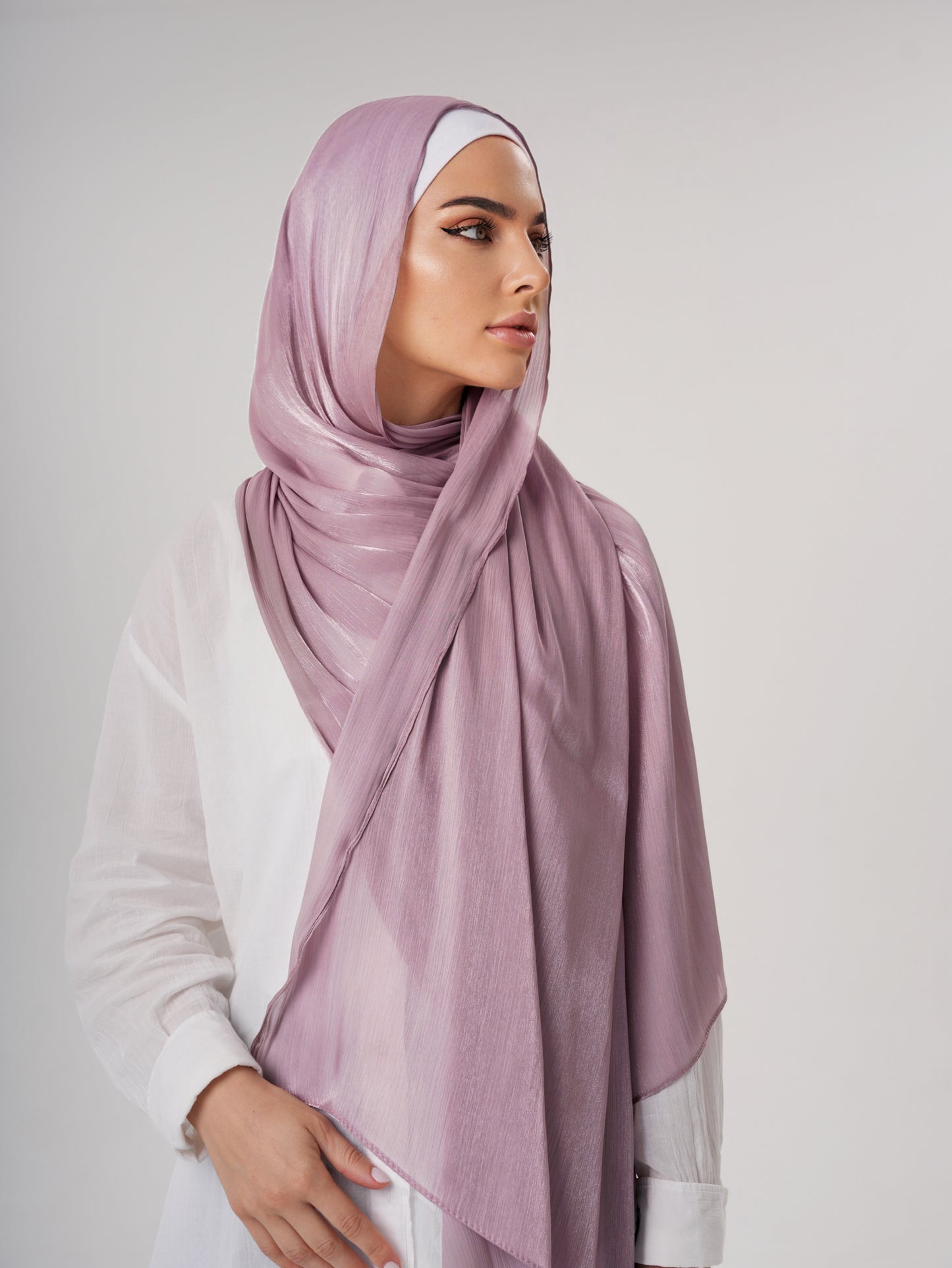 LUXURY ORGANZA SHIMMER HIJAB - NUDE MAUVE
