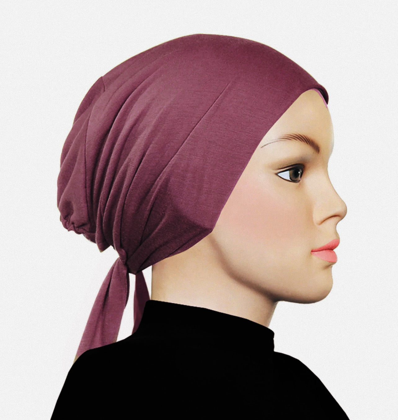 PURE COTTON TIE-BACK UNDERCAP - RASPBERRY