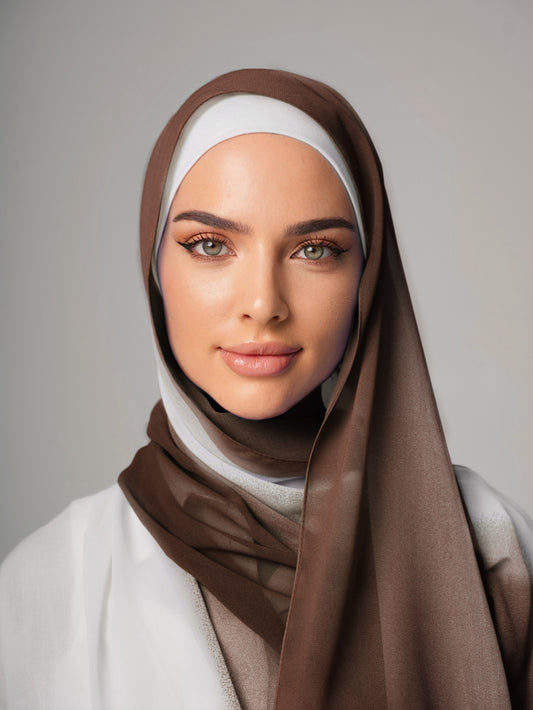 DOUBLE SHADE CHIFFON HIJAB - ESPRESSO MACCHIATTO