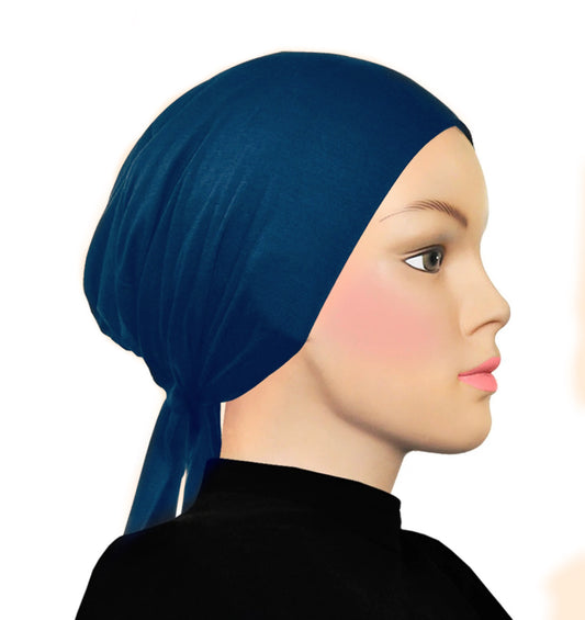 PURE COTTON TIE-BACK UNDERCAP - MIDNIGHT BLUE