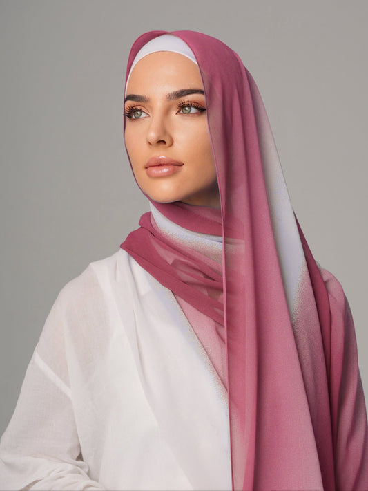 DOUBLE SHADE CHIFFON HIJAB - RASPBERRY DREAM