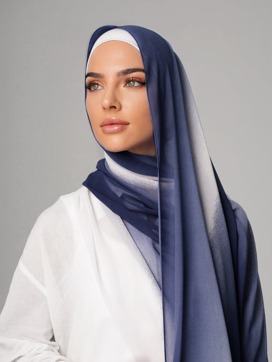 DOUBLE SHADE CHIFFON HIJAB - MILKY MIDNIGHT