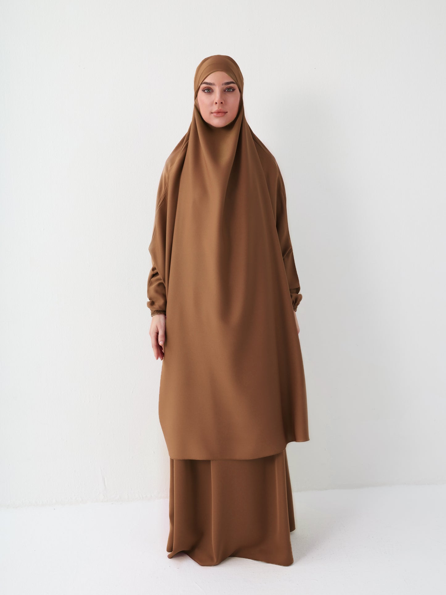 2 PC JILBAB/ PRAYER SET + FREE NIQAB - CARAMEL LATTE