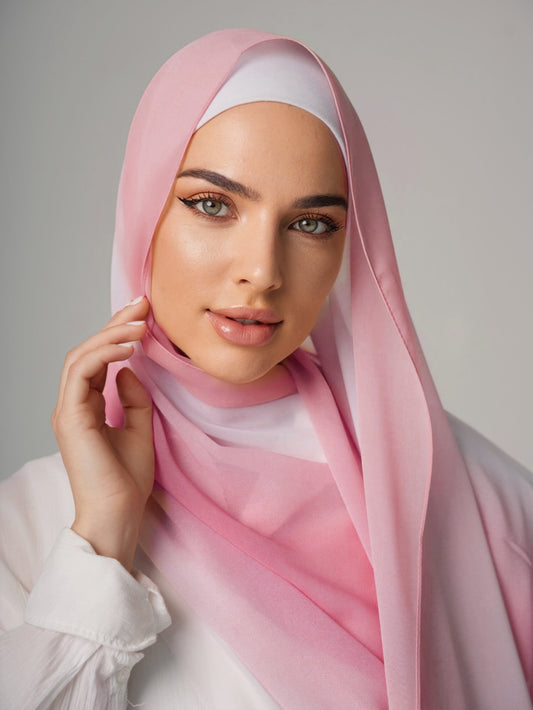 DOUBLE SHADE CHIFFON HIJAB - COTTON CANDY
