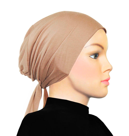 PURE COTTON TIE-BACK UNDERCAP - CAMEL