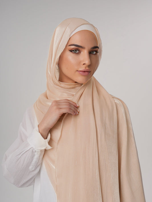 LUXURY ORGANZA SHIMMER HIJAB - CHAMPAGNE