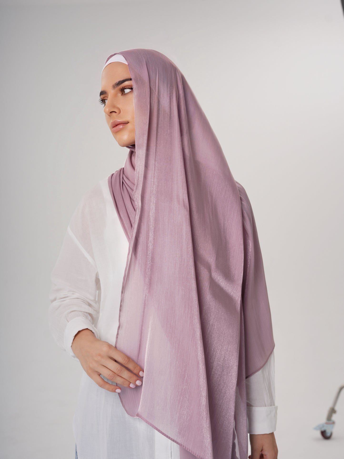 LUXURY ORGANZA SHIMMER HIJAB - NUDE MAUVE
