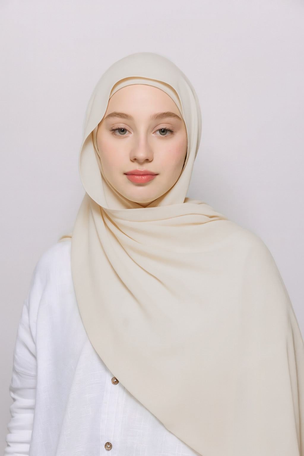 FLOWY INSTANT CHIFFON HIJAB - CREAM
