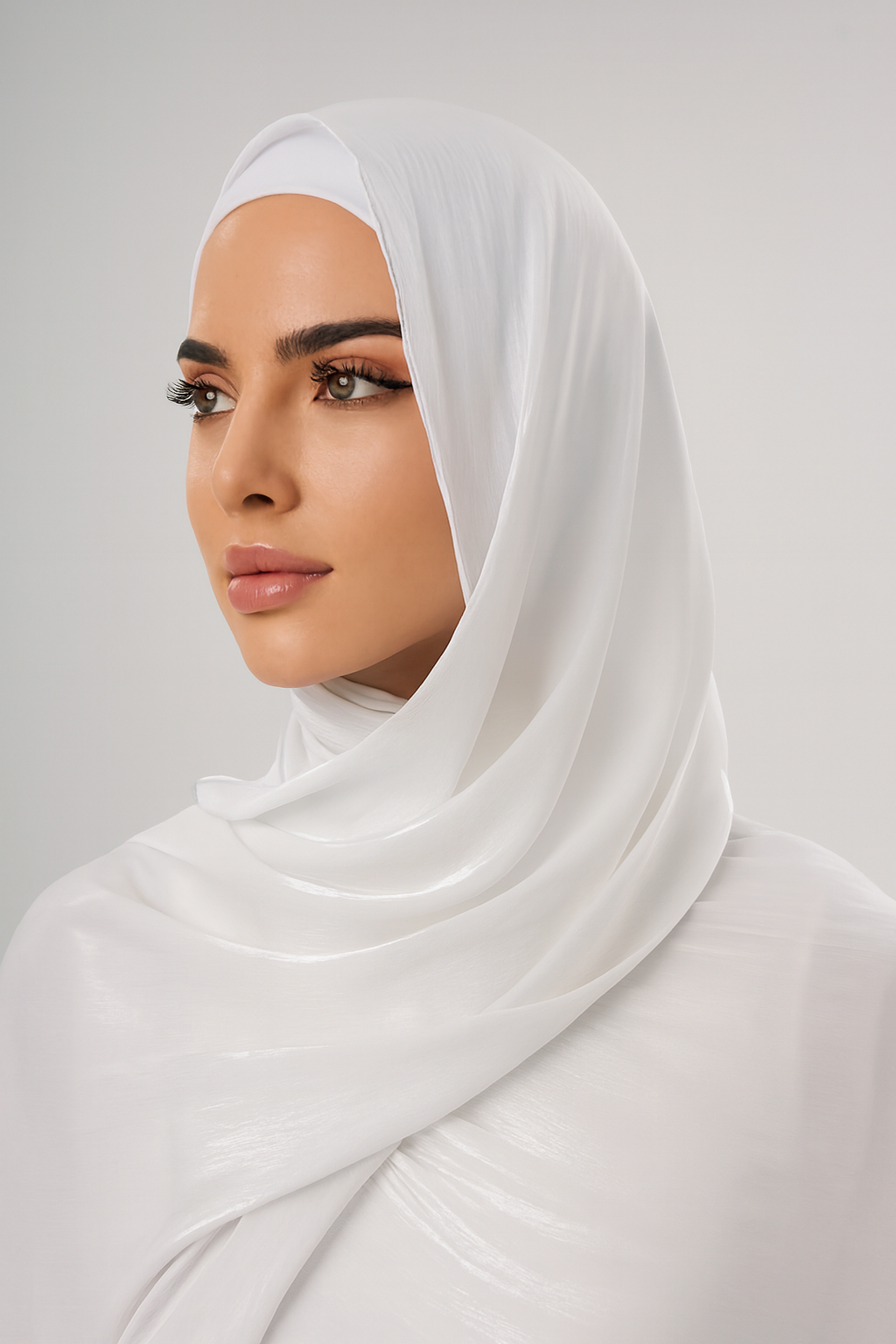 LUXURY ORGANZA SHIMMER HIJAB - PEARL WHITE