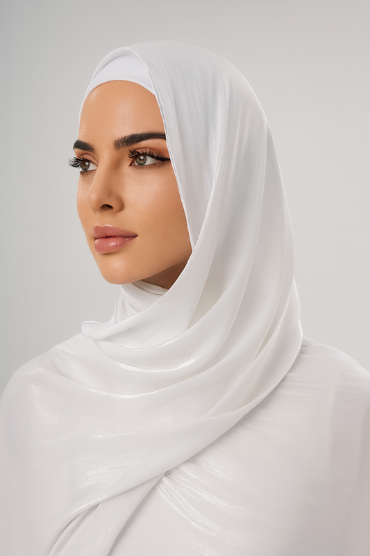 LUXURY ORGANZA SHIMMER HIJAB - PEARL WHITE
