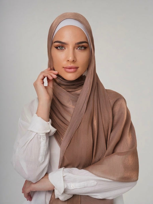 LUXURY ORGANZA SHIMMER HIJAB - CHOCOMILK
