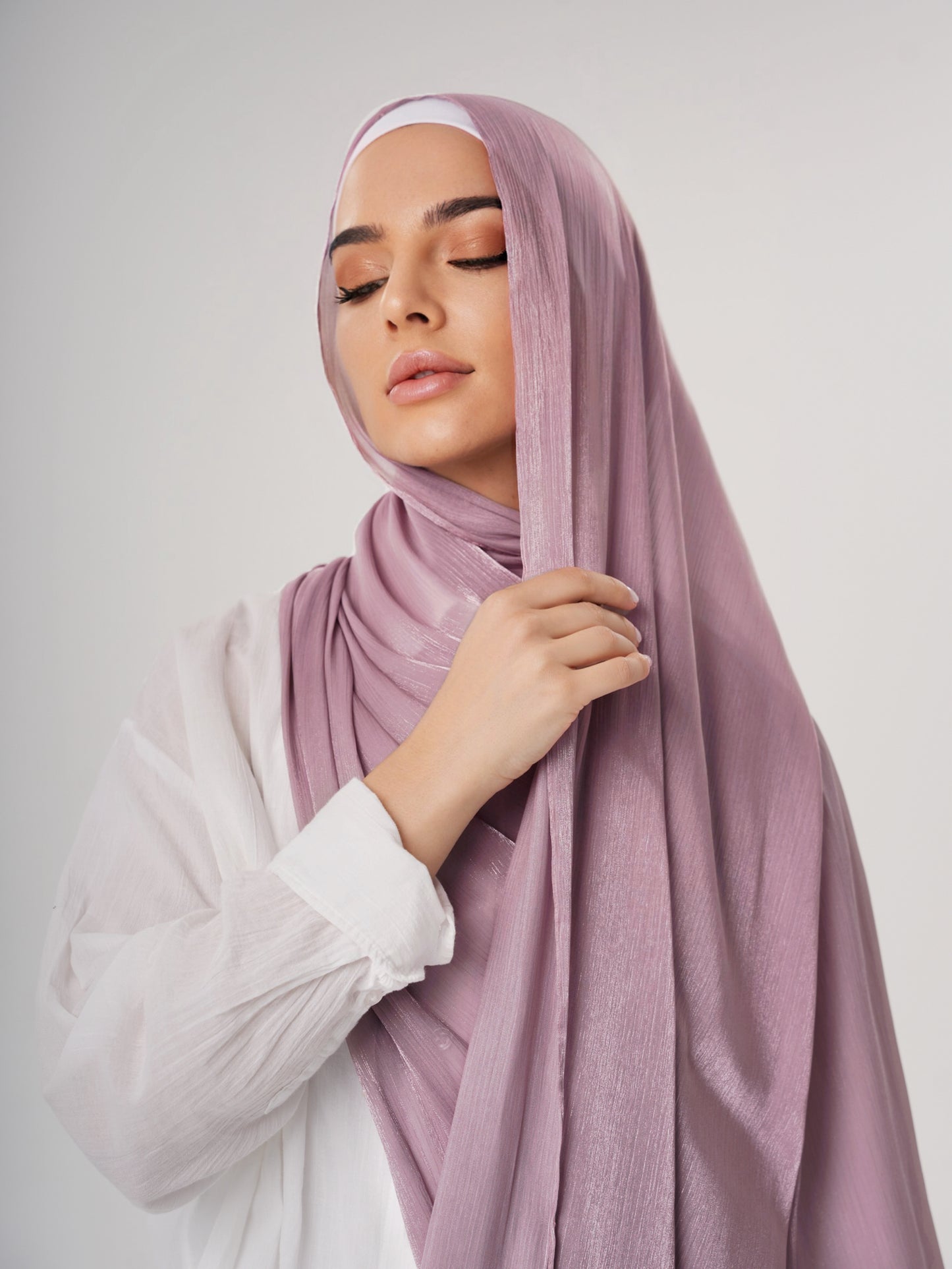 LUXURY ORGANZA SHIMMER HIJAB - NUDE MAUVE
