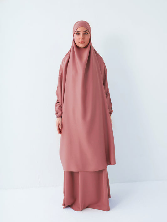 2 PC JILBAB/ PRAYER SET + FREE NIQAB - BLUSH PINK