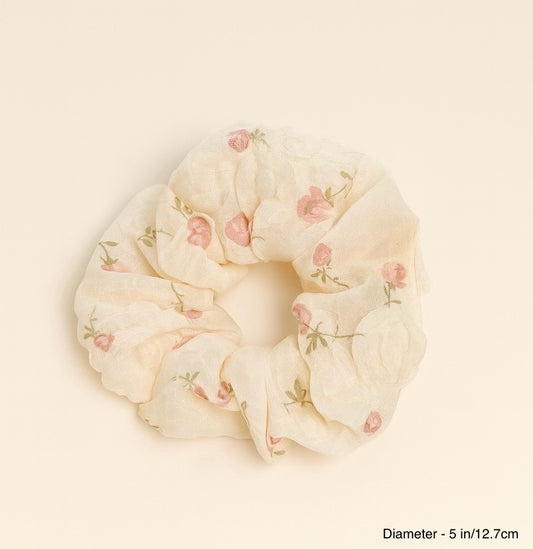 FLORAL COTTON SCRUNCHIE - ROSEMILK