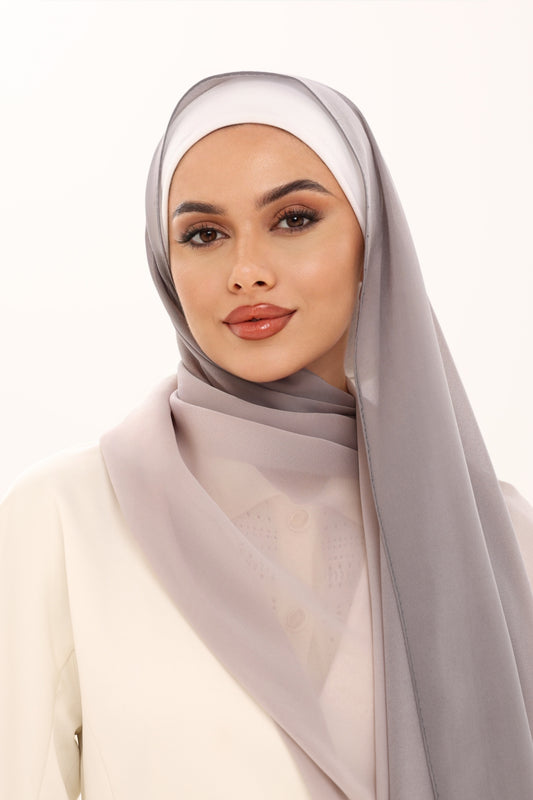 DOUBLE SHADE CHIFFON HIJAB - STORM CLOUD