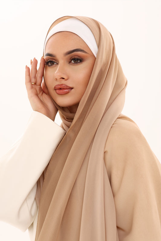DOUBLE SHADE CHIFFON HIJAB - CHAI LATTE