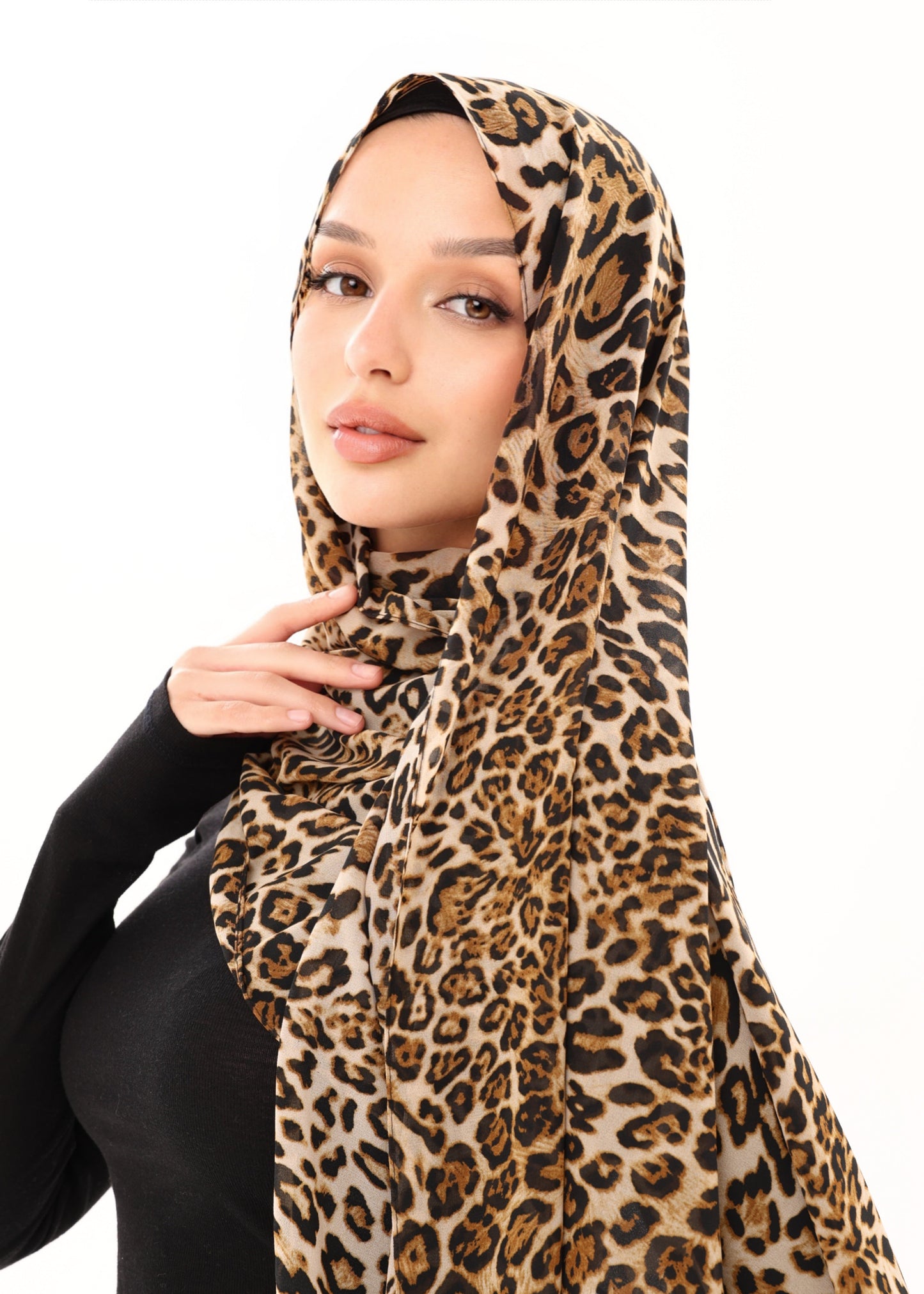 LEOPARD PRINT CHIFFON HIJAB - AFRICAN
