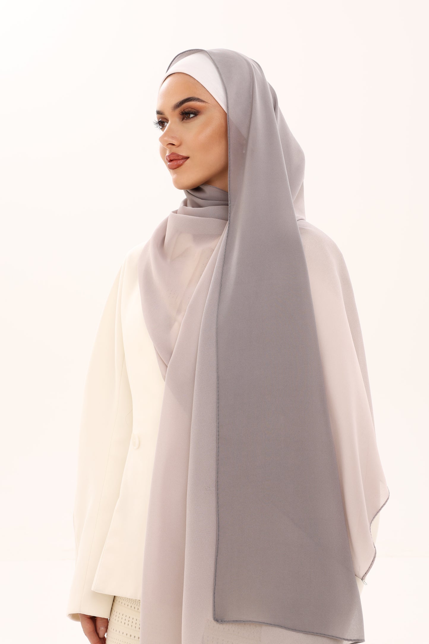 DOUBLE SHADE CHIFFON HIJAB - STORM CLOUD