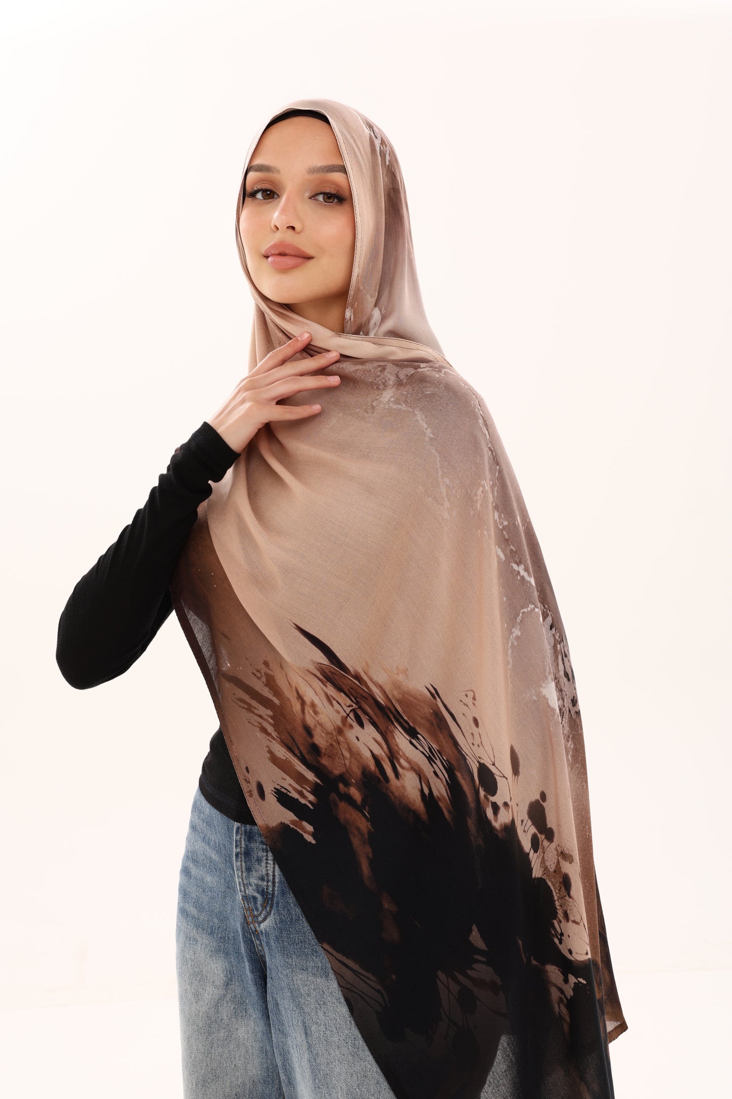 PRINTED MODAL HIJAB - MIDNIGHT MOCHA