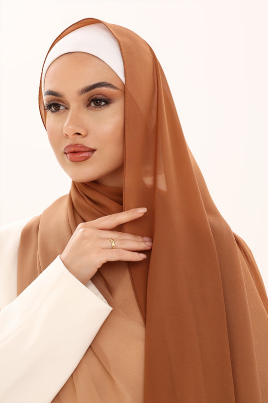 DOUBLE SHADE CHIFFON HIJAB - BROWN SUGAR
