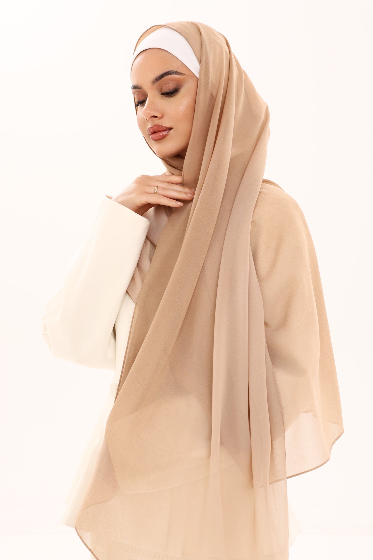 DOUBLE SHADE CHIFFON HIJAB - CHAI LATTE