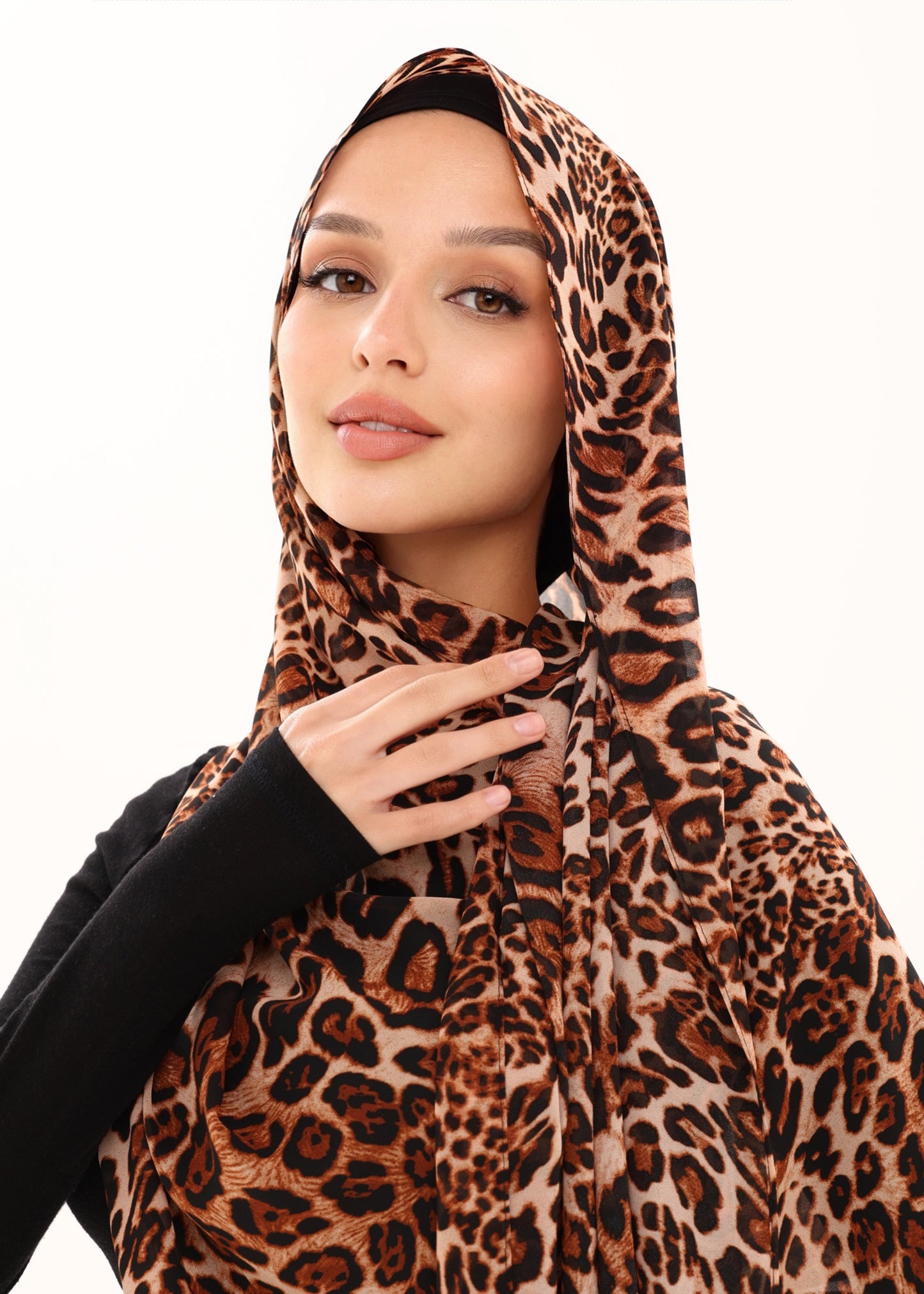 LEOPARD PRINT CHIFFON HIJAB - TERRA