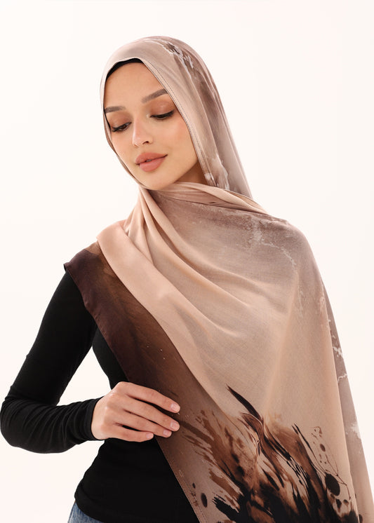 PRINTED MODAL HIJAB - MIDNIGHT MOCHA