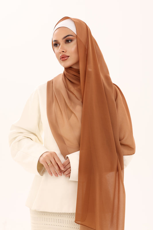 DOUBLE SHADE CHIFFON HIJAB - BROWN SUGAR