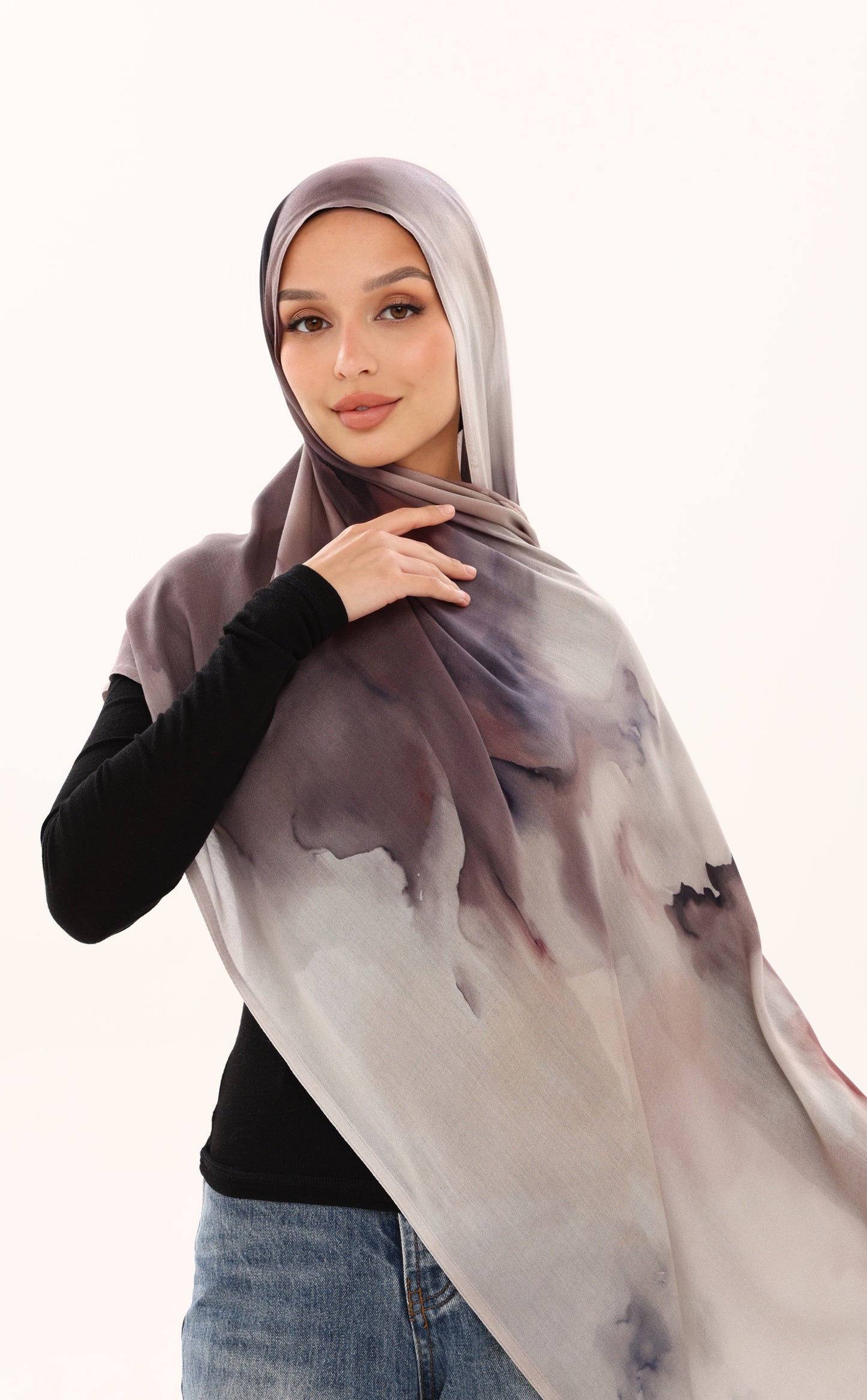 PRINTED MODAL HIJAB - INK & MIST