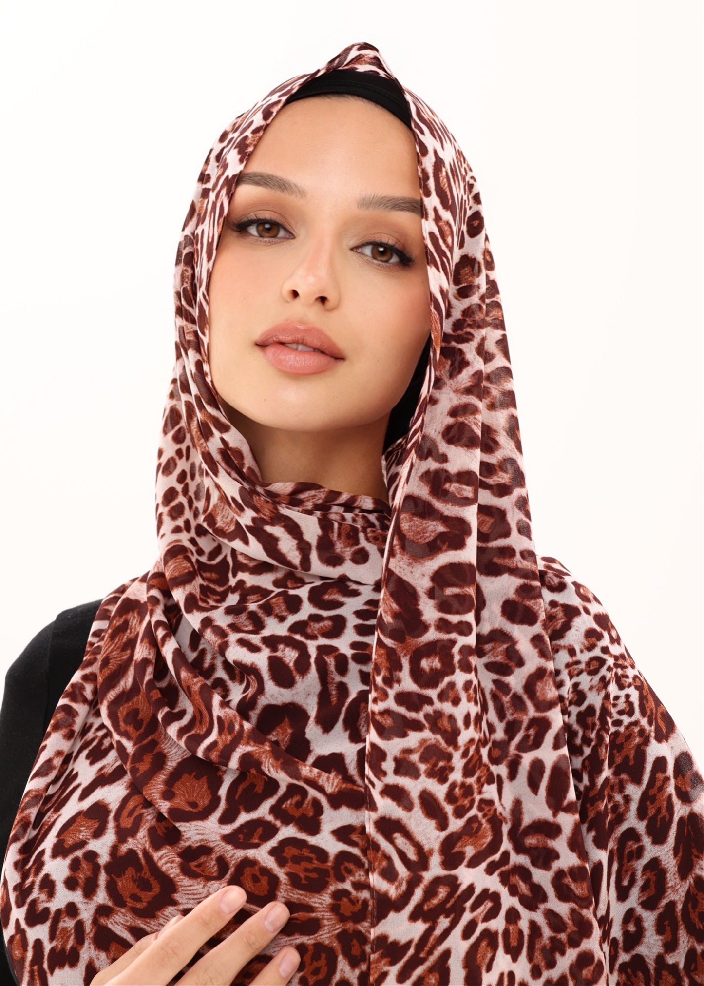 LEOPARD PRINT CHIFFON HIJAB - RUST