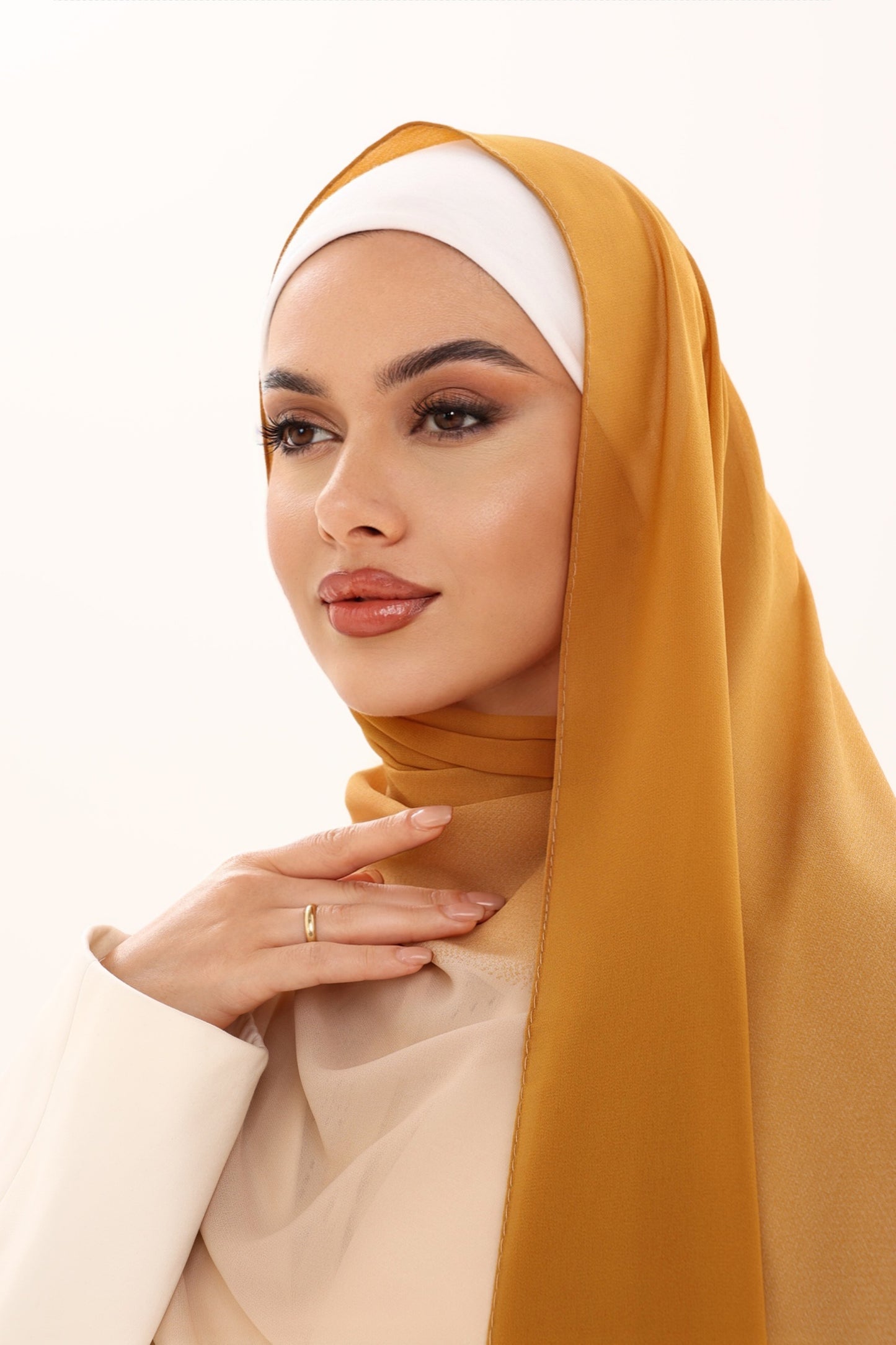 DOUBLE SHADE CHIFFON HIJAB - SAFFRON MILK