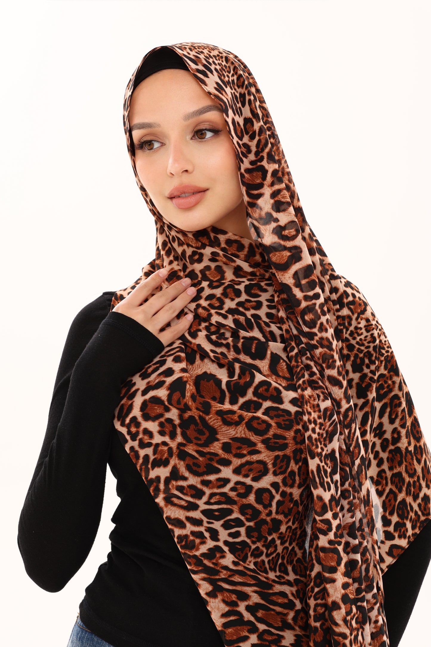 LEOPARD PRINT CHIFFON HIJAB - TERRA