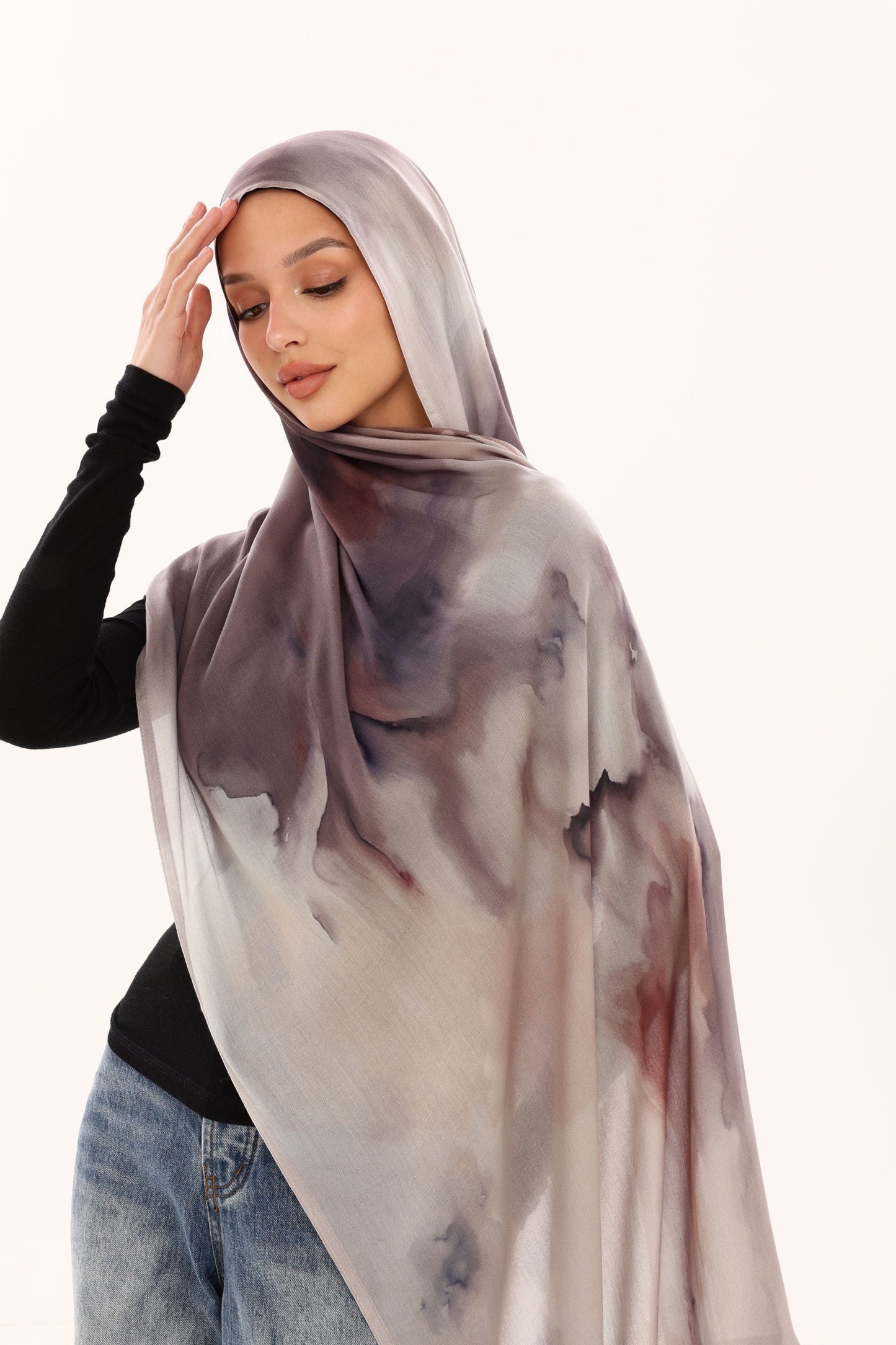 PRINTED MODAL HIJAB - INK & MIST