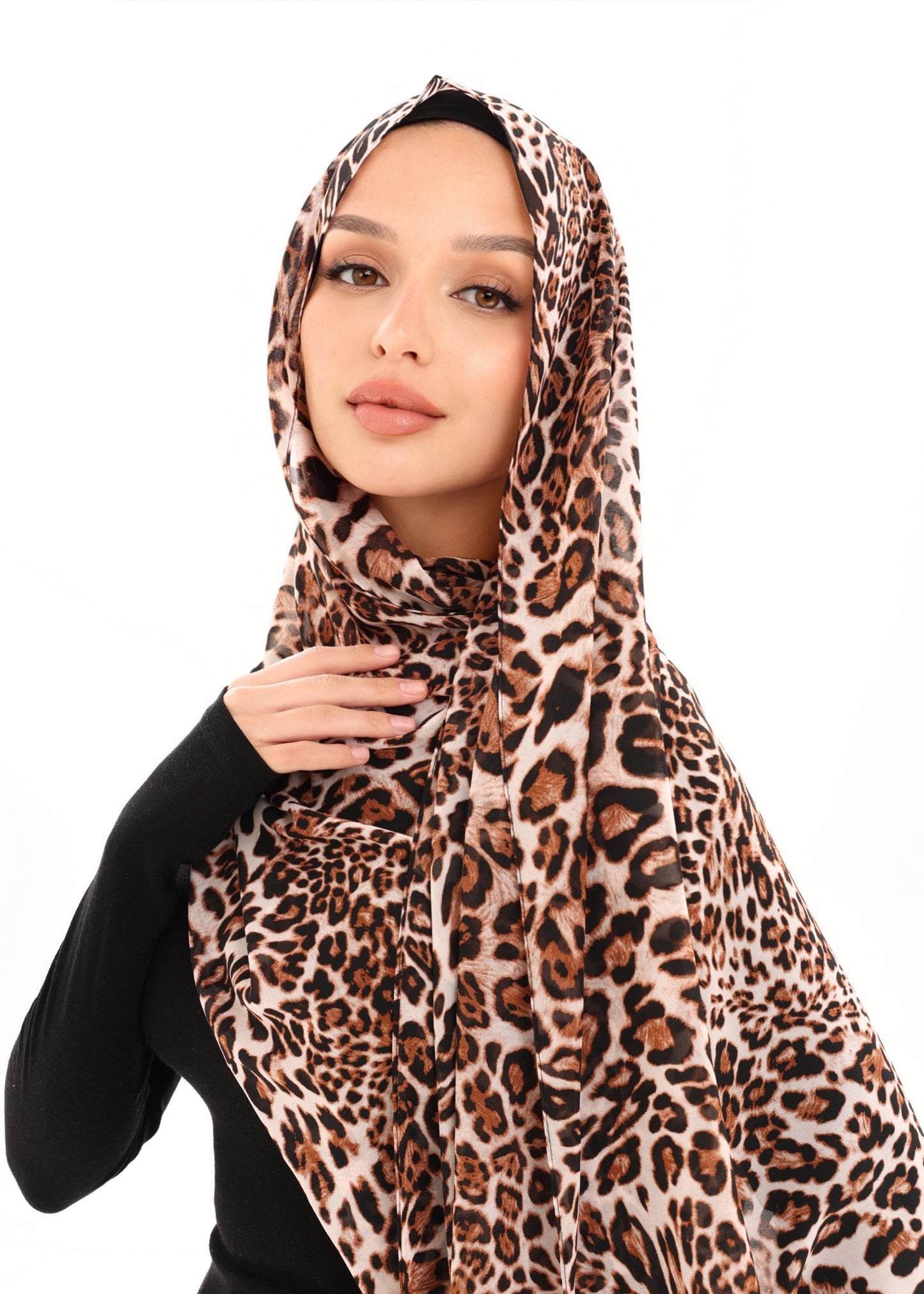 LEOPARD PRINT CHIFFON HIJAB - ARABIAN