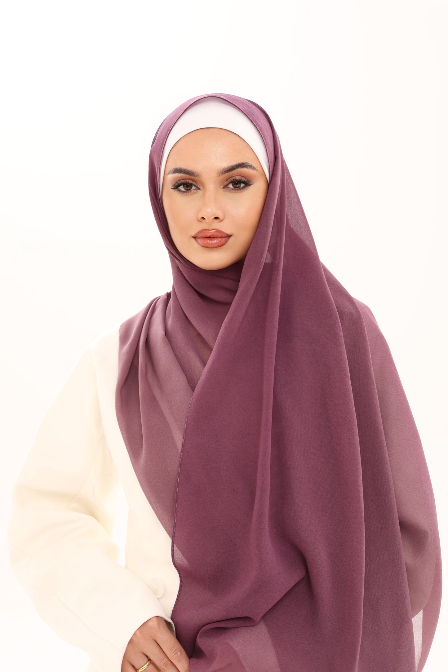 DOUBLE SHADE CHIFFON HIJAB - ORCHID PLUM