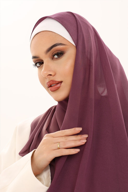 DOUBLE SHADE CHIFFON HIJAB - ORCHID PLUM