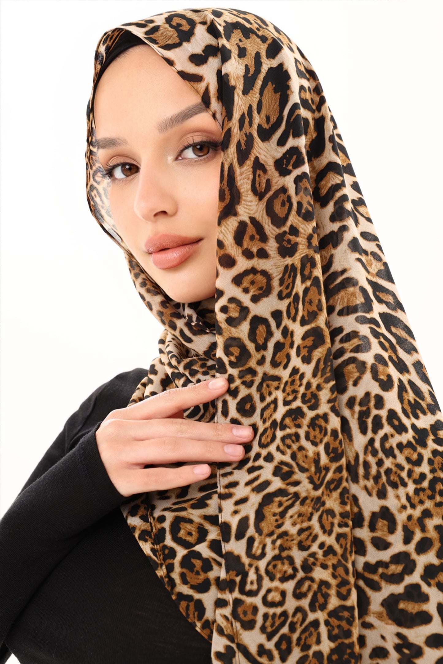 LEOPARD PRINT CHIFFON HIJAB - AFRICAN