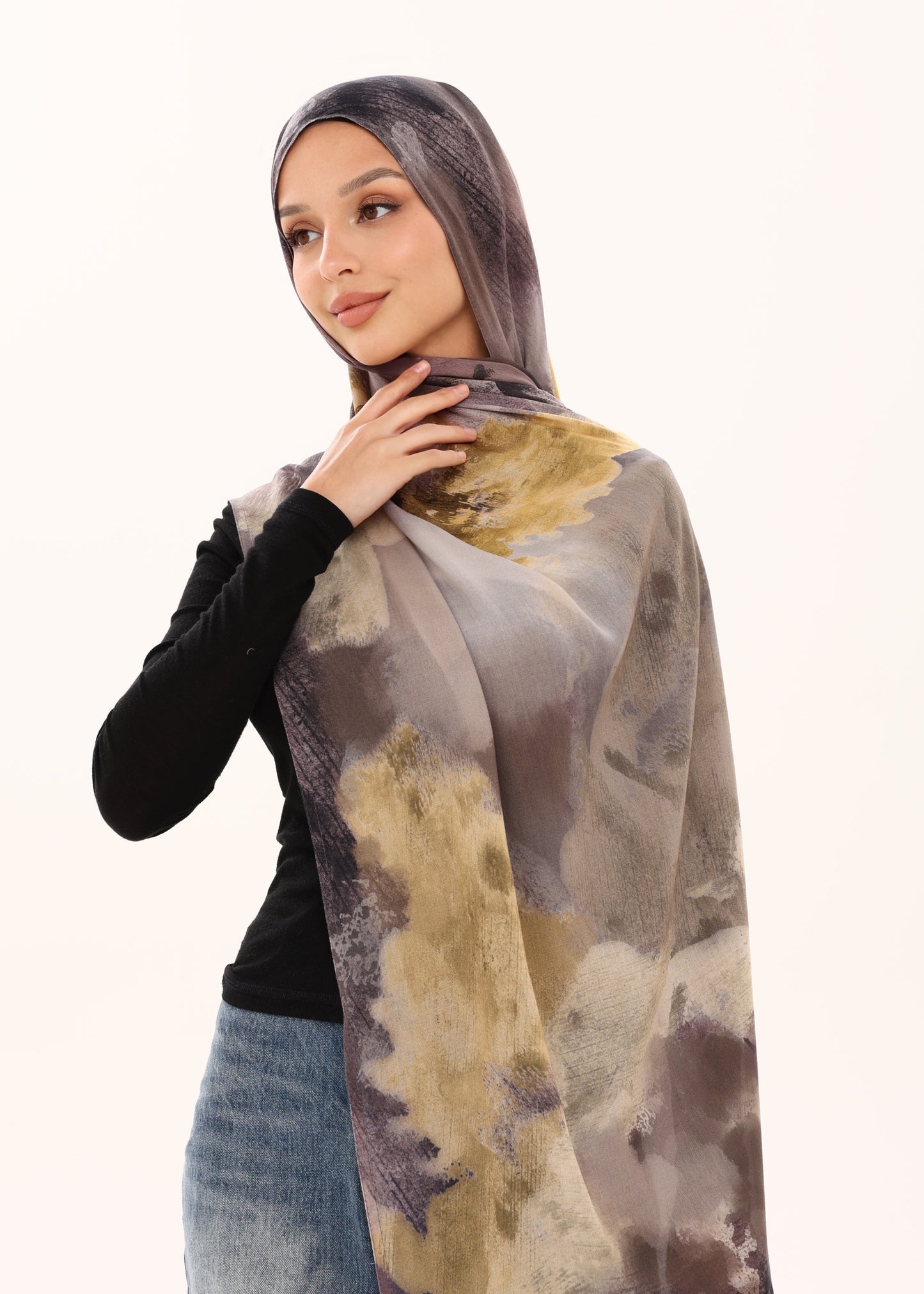 PRINTED MODAL HIJAB - NOIR AURELIA