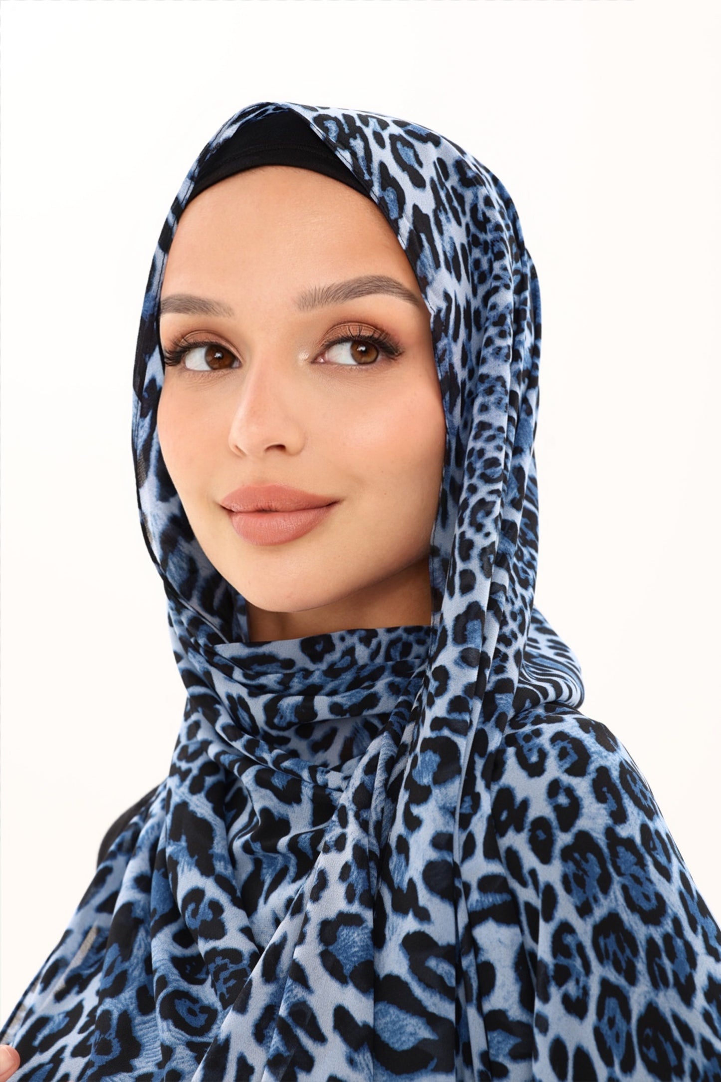 LEOPARD PRINT CHIFFON HIJAB - MIDNIGHT
