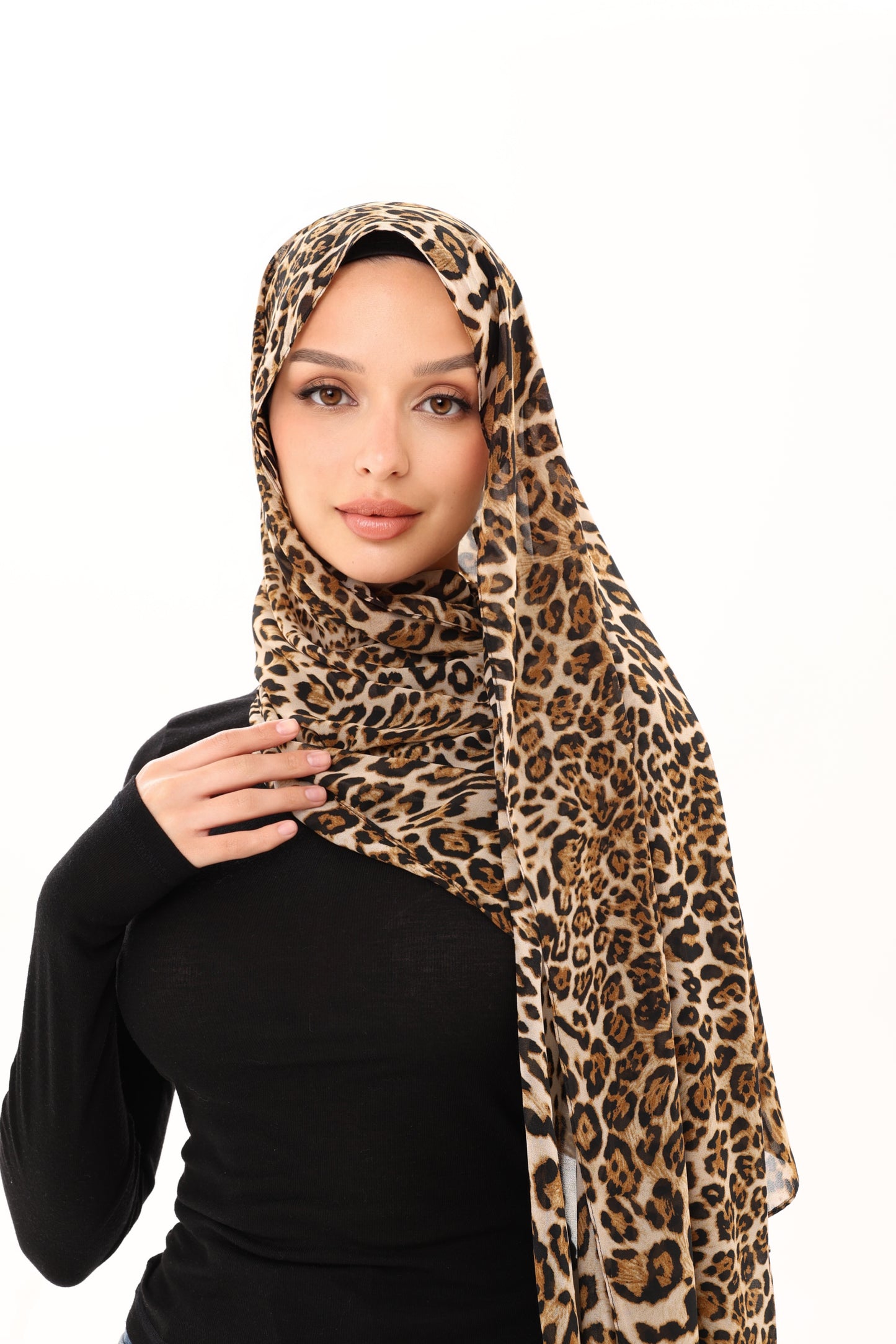 LEOPARD PRINT CHIFFON HIJAB - AFRICAN