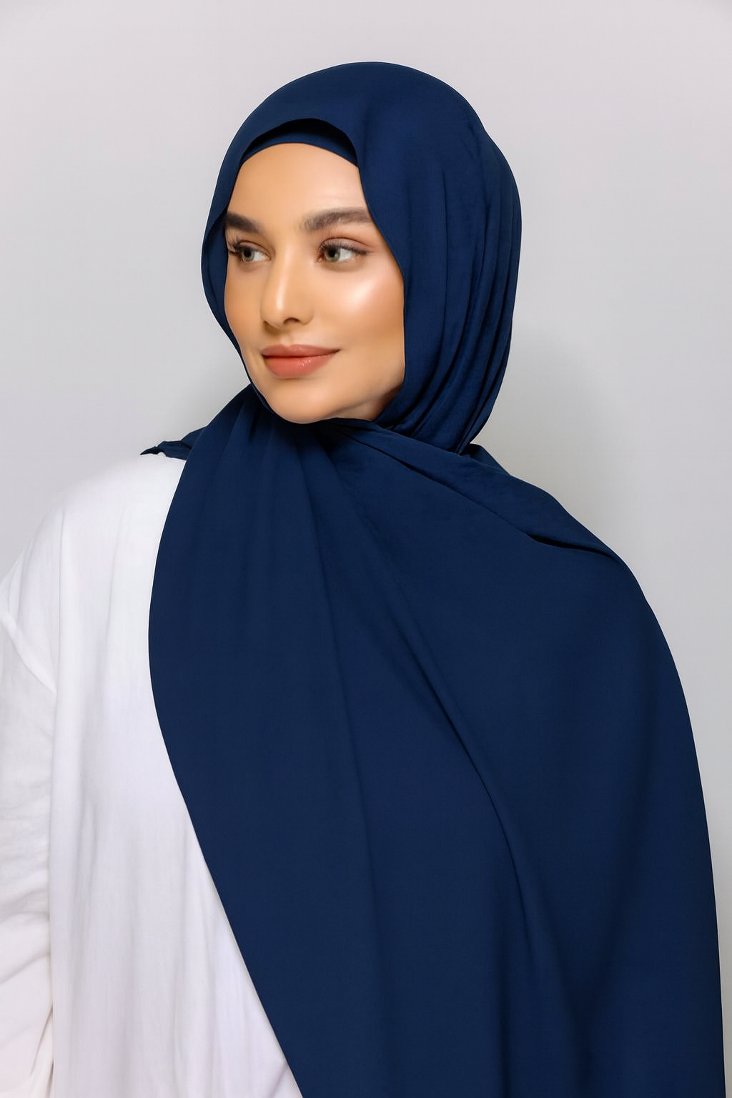 FLOWY INSTANT CHIFFON HIJAB - NAVY BLUE